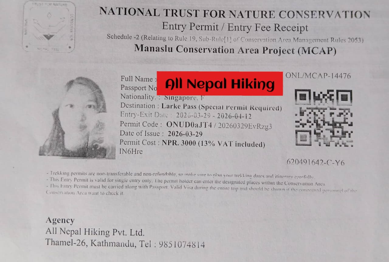 Manaslu Conservation Area Permit (MCAP)